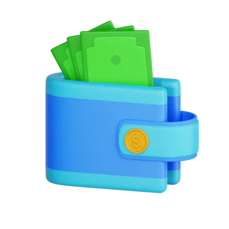 Wallet With Cash Inside And Coin Symbol  3D Icon