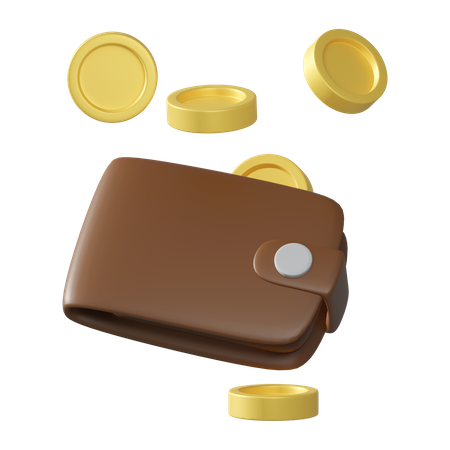 Wallet with coin 3D Illustration