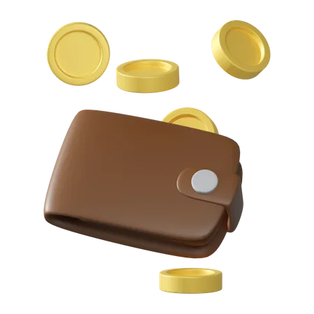 Wallet with coin  3D Illustration