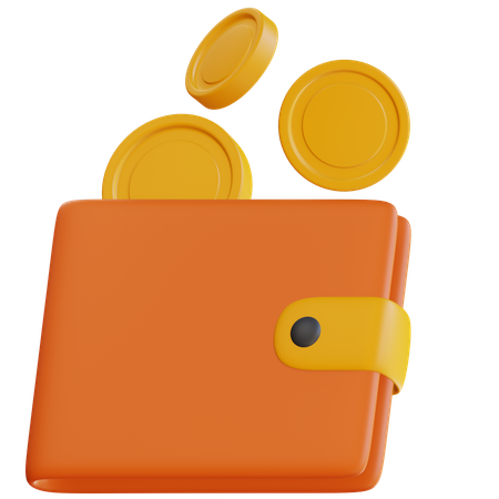 Wallet With Coins  3D Icon