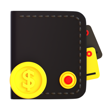 Wallet With Coins  3D Icon