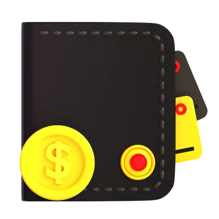 Wallet With Coins  3D Icon
