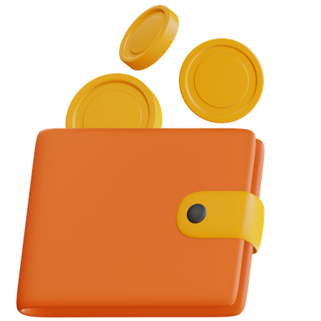Wallet With Coins  3D Icon