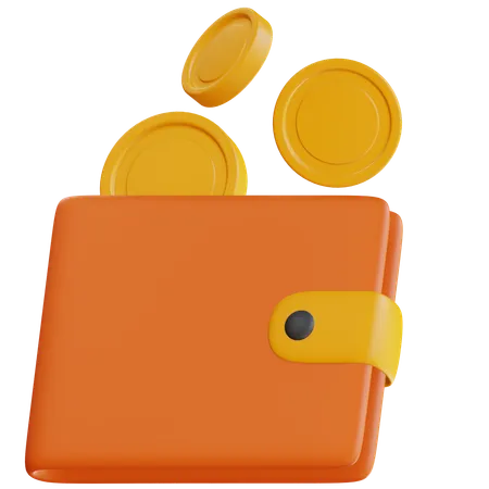 Wallet With Coins  3D Icon