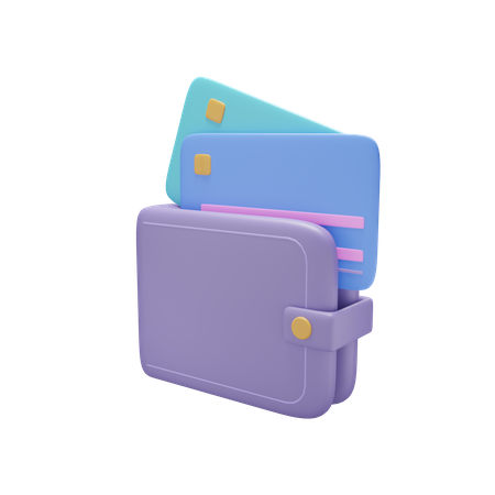 Wallet With Credit Card  3D Icon