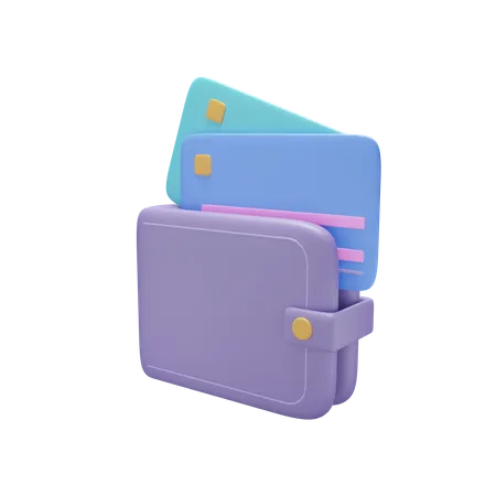 3 D Illustration Of Wallet With Credit Card 3D Icon
