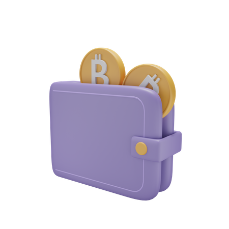 Wallet With Cryptocoin  3D Icon