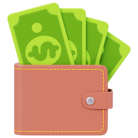Wallet with Money  3D Icon