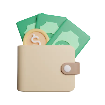 Wallet With Money  3D Icon