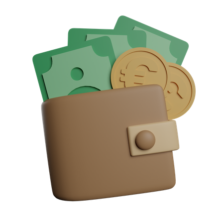 Wallet with money  3D Illustration