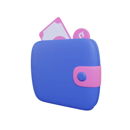 Wallet With Money  3D Illustration
