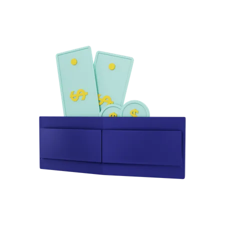 Wallet with money 3D Illustration