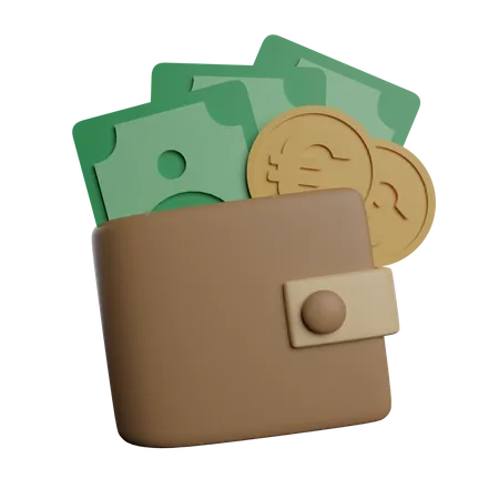 Wallet with money  3D Illustration
