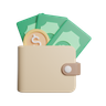 3d wallet with money emoji