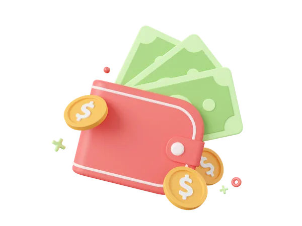 Wallet With Money  3D Icon
