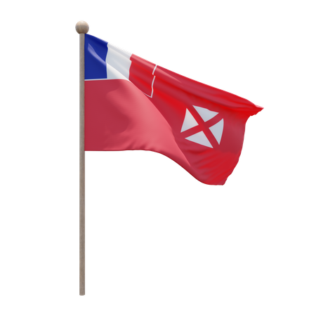 Wallis and Futuna Flag Pole 3D Illustration