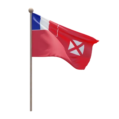 Wallis und Futuna Fahnenmast  3D Flag