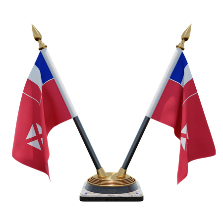 Soporte de bandera de escritorio doble wallis y futuna  3D Flag