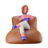 woman on sofa emoji 3d