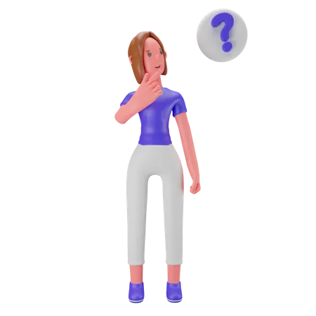 Mujer con signo de interrogación  3D Illustration