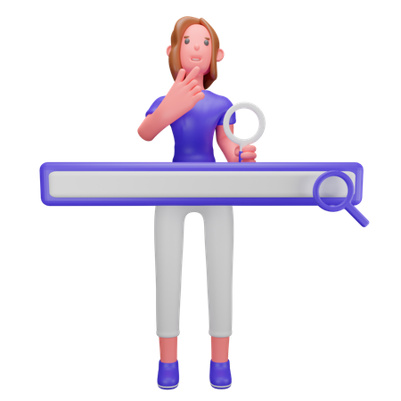 Femme effectuant une recherche en ligne  3D Illustration