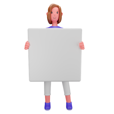 Frau mit leerem Plakat  3D Illustration