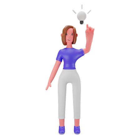 Frau mit einer Idee  3D Illustration