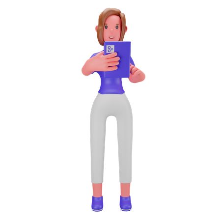 Mains de femme tenant une tablette  3D Illustration