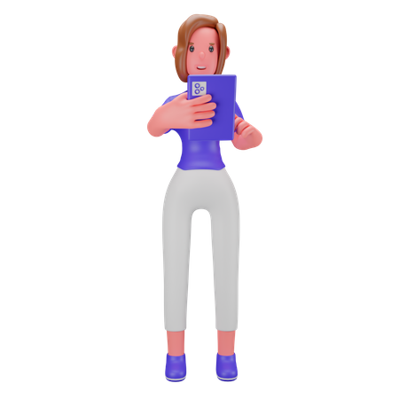 Mãos de mulher segurando um tablet  3D Illustration