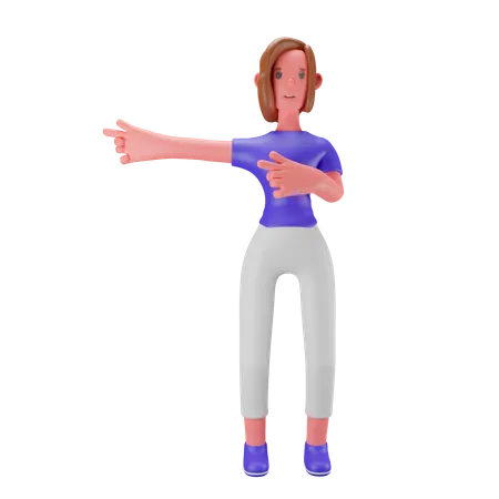 Femme pointant vers la gauche  3D Illustration