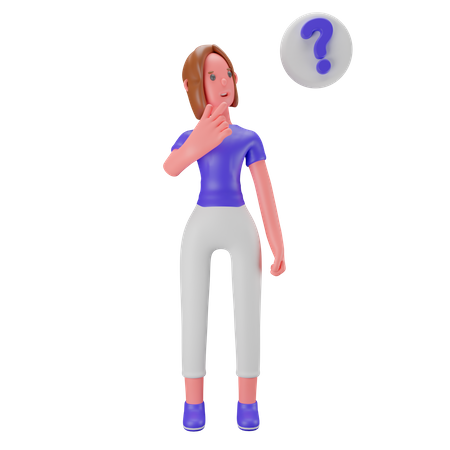 Woman with question mark 3D Illustration