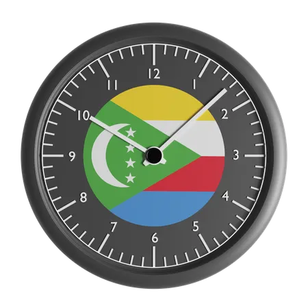 Wanduhr mit der Flagge der Komoren  3D Icon