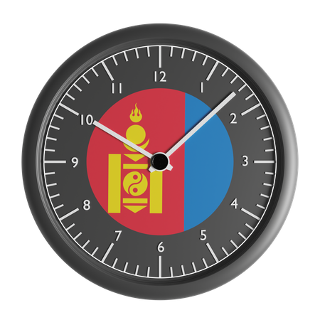 Wanduhr mit der Flagge der Mongolei  3D Icon