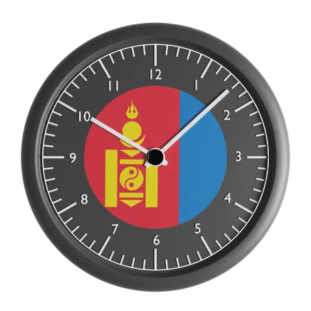 Wanduhr mit der Flagge der Mongolei  3D Icon