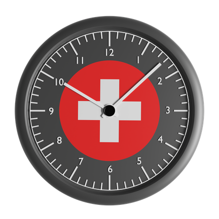 Wanduhr mit der Flagge der Schweiz  3D Icon