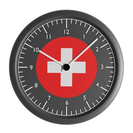 Wanduhr mit der Flagge der Schweiz  3D Icon