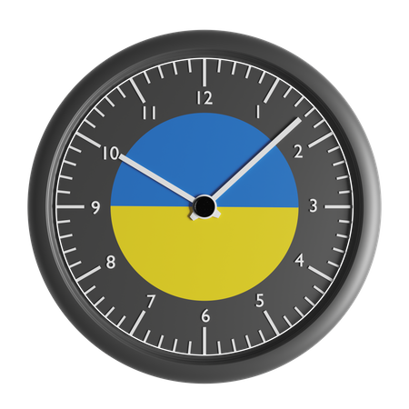 Wanduhr mit der Flagge der Ukraine  3D Icon