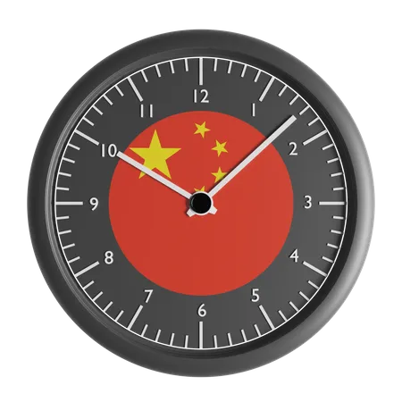 Wanduhr mit der Flagge der Volksrepublik China  3D Icon