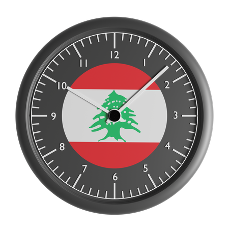 Wanduhr mit der Flagge des Libanon  3D Icon