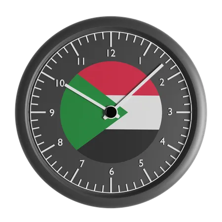 Wanduhr mit der Flagge des Sudan  3D Icon