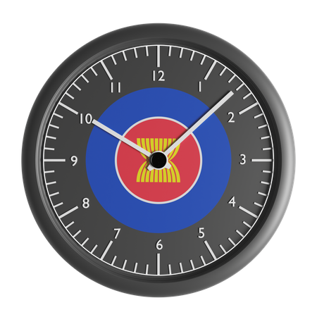 Wanduhr mit der Flagge des Verbands Südostasiatischer Nationen  3D Icon