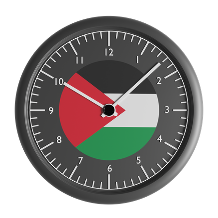 Wanduhr mit der Flagge Palästinas  3D Icon