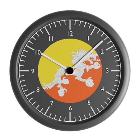 Wanduhr mit der Flagge von Bhutan  3D Icon