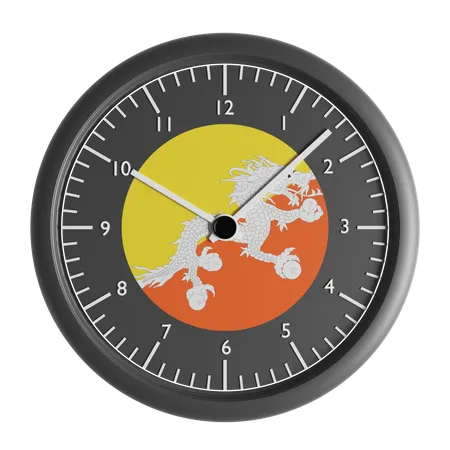 Wanduhr mit der Flagge von Bhutan  3D Icon