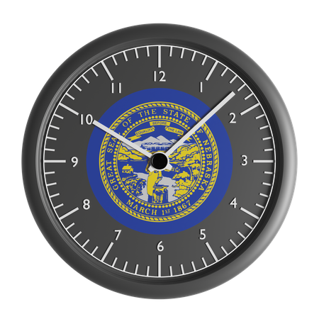 Wanduhr mit der Flagge von Nebraska  3D Icon