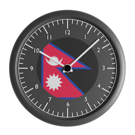 Wanduhr mit der Flagge Nepals  3D Icon