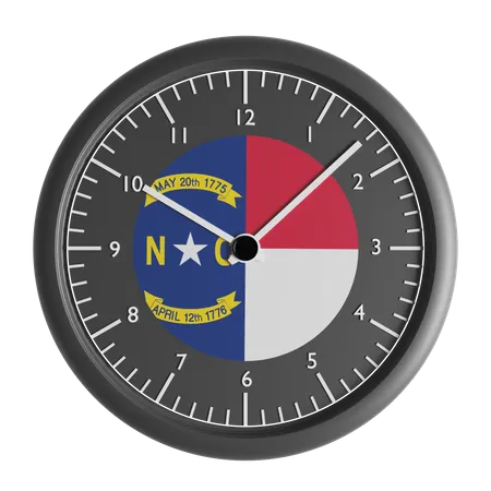 Wanduhr mit der Flagge von North Carolina  3D Icon