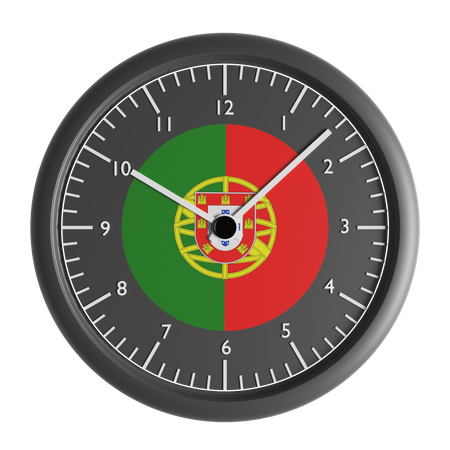 Wanduhr mit der Flagge von Portugal  3D Icon