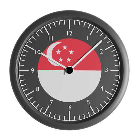 Wanduhr mit der Flagge von Singapur  3D Icon