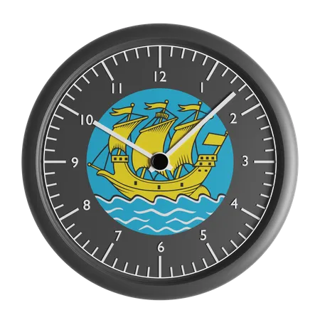 Wanduhr mit der Flagge von Saint Pierre und Miquelon  3D Icon